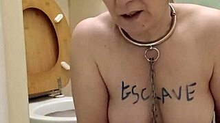 wow this slave pig is humiliating herself licking the toilet in auto session today