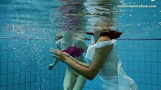LERA AND SIMA LASTOVA SEXY UNDERWATER GIRL POOL FUN