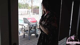 Cougar fucks the pool boy hard by the pool