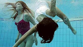 LERA AND SIMA LASTOVA SEXY UNDERWATER GIRL POOL FUN