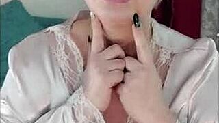 Sweet step mom seduces her son. She fucks herself with a dildo