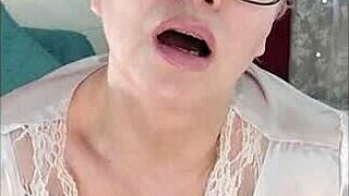 Sweet step mom seduces her son. She fucks herself with a dildo