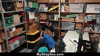 mall guard krissy lynn punishes the caught shoplifter with her pussy.