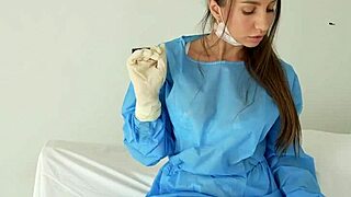 Busty nurse rides thick cock in doggystyle