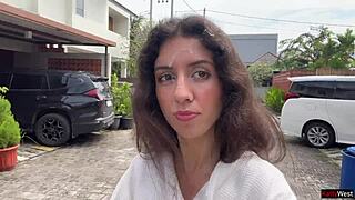I paid repairman with my pussy and walked down the street with his cum on my face