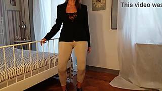 Granny Dances In White Leggings