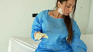 Busty nurse rides thick cock in doggystyle