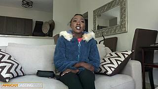 tiny black teen believes casting agent and gets fucked hard on couch