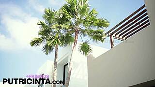 Sexy Slut Reveals Tanned Pussy Poolside