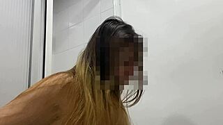 stepsister lets me pee then fucks me in bathroom
