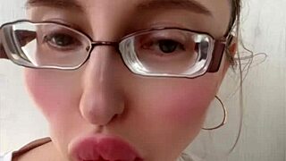 Blonde russian with huge lipstick lips
