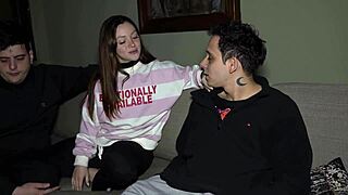 Fat cuckold humilliated by her petite 18+ wife