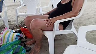 on vacation i pull out my tits at the beach