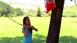 Chloe gets horny while alone outdoors