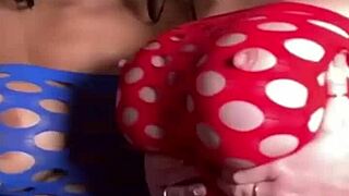 Lesbian threesome with 3 perfect girls ends in a foursome with a boy with a very hard cock in their wet pussies