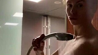 cute girl with amazing body takes shower after gym