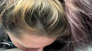 hooker sucks off all the cum off a customers dick after a blowjob