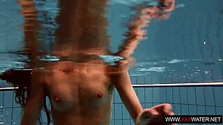 brunette with long hair underwater cutie janka