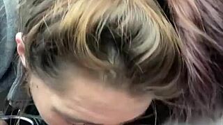 hooker sucks off all the cum off a customers dick after a blowjob