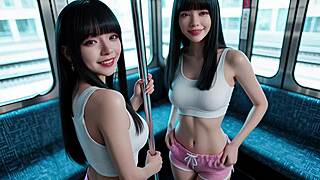 Lesbians trib with dildos while lactating heavily