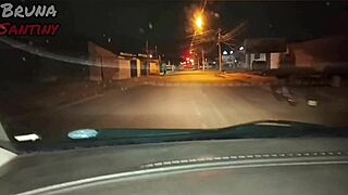 safada asks for ride and gets naked in car for friend