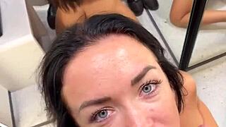 Public flash and quick dressing room fuck