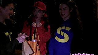 Slutty trio caught and fucked