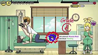 Grabbing huge nurse tits