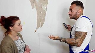 german redhead tricks repairman while boyfriend away