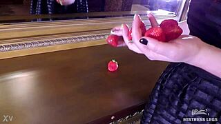 Strawberry squeezed by feet