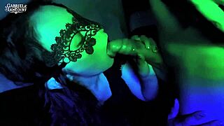 First time masked goth petite gives sloppy blowjob