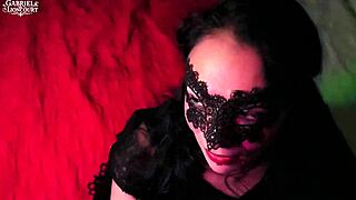 First time masked goth petite gives sloppy blowjob