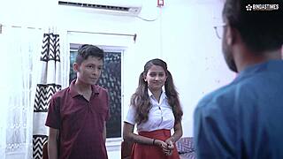 Desi teacher in hardcore anal threesome with schoolgirl