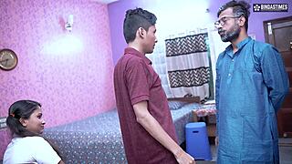 Desi teacher in hardcore anal threesome with schoolgirl