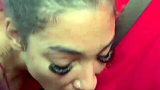 Curly haired babe gives roadhead with deepthroat