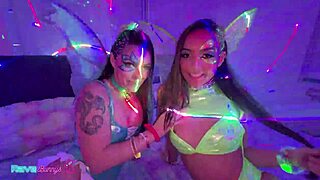 rave girls sasha tatcha and tiny rhea spiral into bedroom mayhem!
