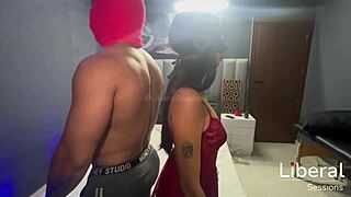 Petite teen plays before gym trainer takes her