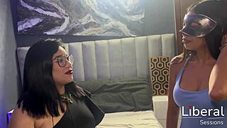 Petite teen plays before gym trainer takes her
