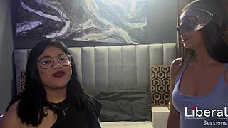 Petite teen plays before gym trainer takes her