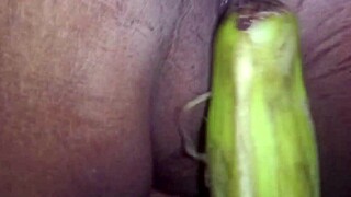 indian kerala aunty enjoys banana in bathroom