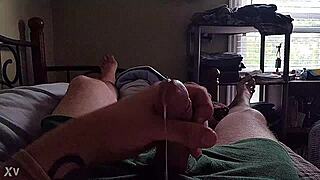 Cumshot In Slowmotion For Hairy Tattooed Cock