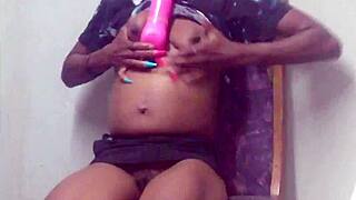 boss fucks his wife while domestic worker watched and play with big pink vibrator