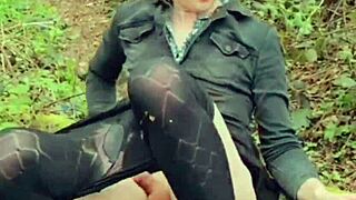 filmed by stranger in the woods riding dildo