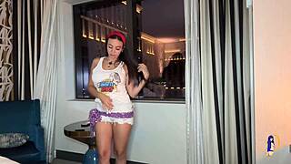 exotic belly dancer strips down in bedroom tease