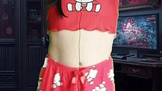 white feminine pretty sissy shakes booty in sweet shorts