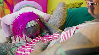 trans threesome with tattooed alt bodies