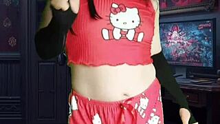 white feminine pretty sissy shakes booty in sweet shorts