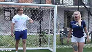 Football Match Ended With Sloppy Blowjob And Passionate Sex