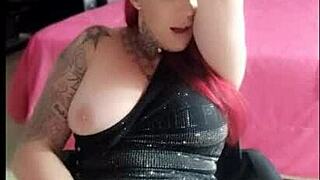 The boyfriend wasn't home so she pleasured herself alone