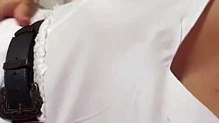 I was dancing in my red panties, showing off my small tits